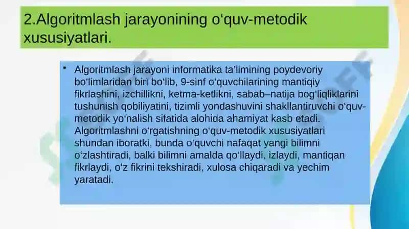 "9-sinfda Algoritmlash va dasturlash asoslari mavzusida muammoli o‘qitishni qo‘llash usullari" 7