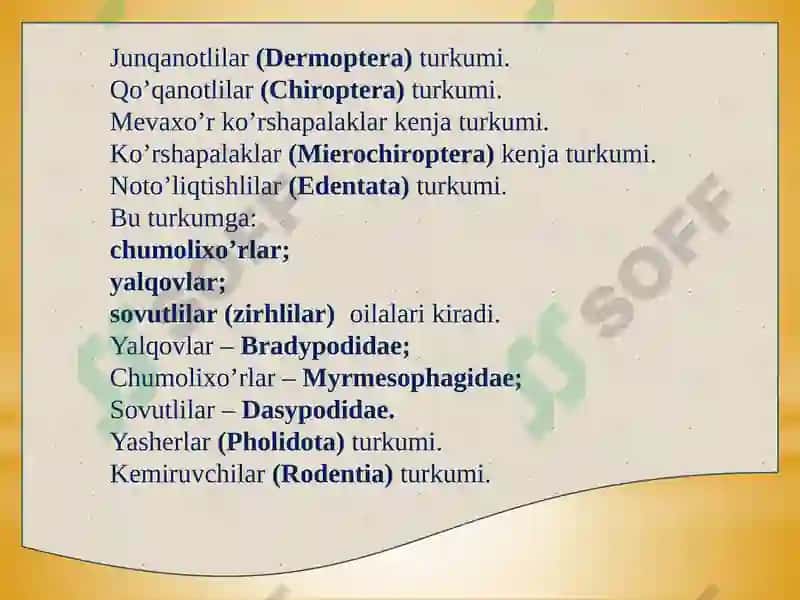 Sutemizuvchilar (mammalia) sinfi 7