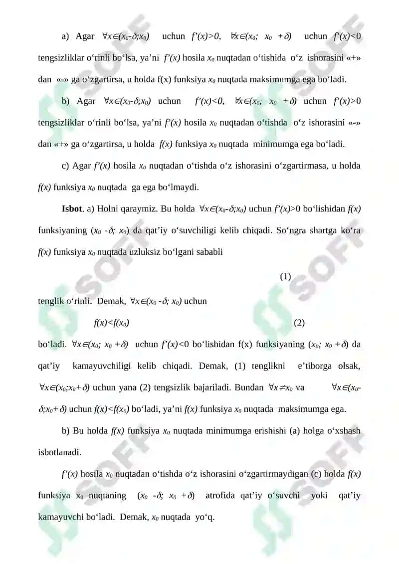 Ekstremumning Zaruriy Sharti 7