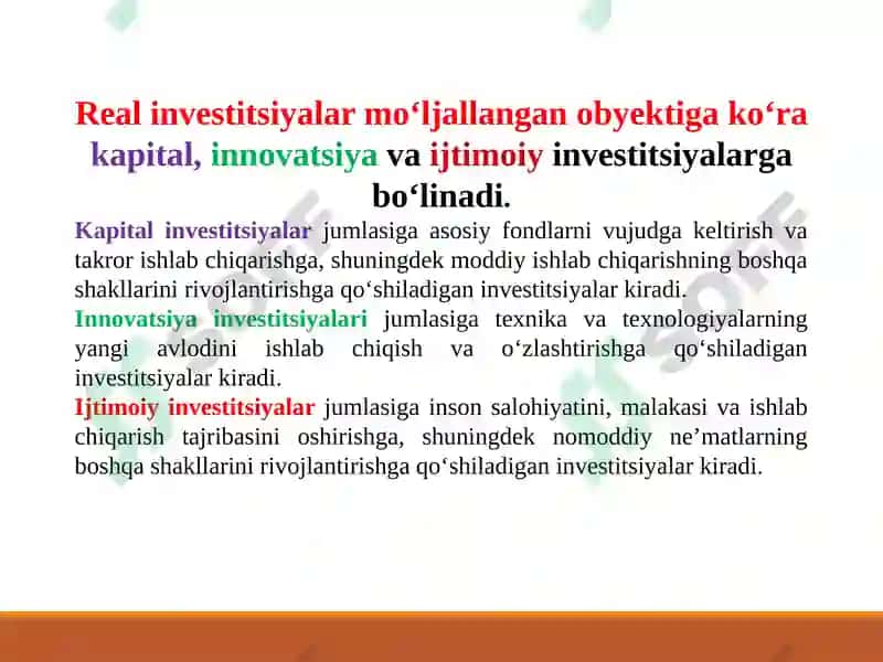 Korxonaning investitsion va innovatsion faoliyati 7
