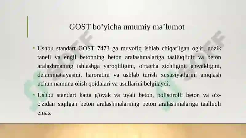 GOST 10181-2014 “Beton aralashmalari Sinov usullari” 7
