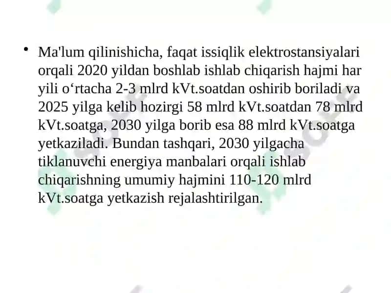 ENERGIYA qayta tiklanadigan manbalarini topish 7