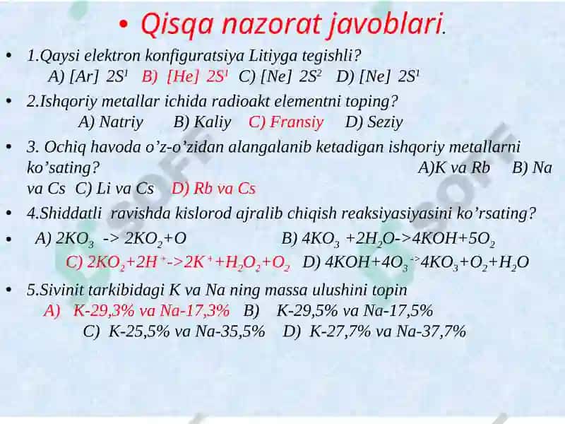 Natriy va Kaliyning xossalari va ishlatilishi 7