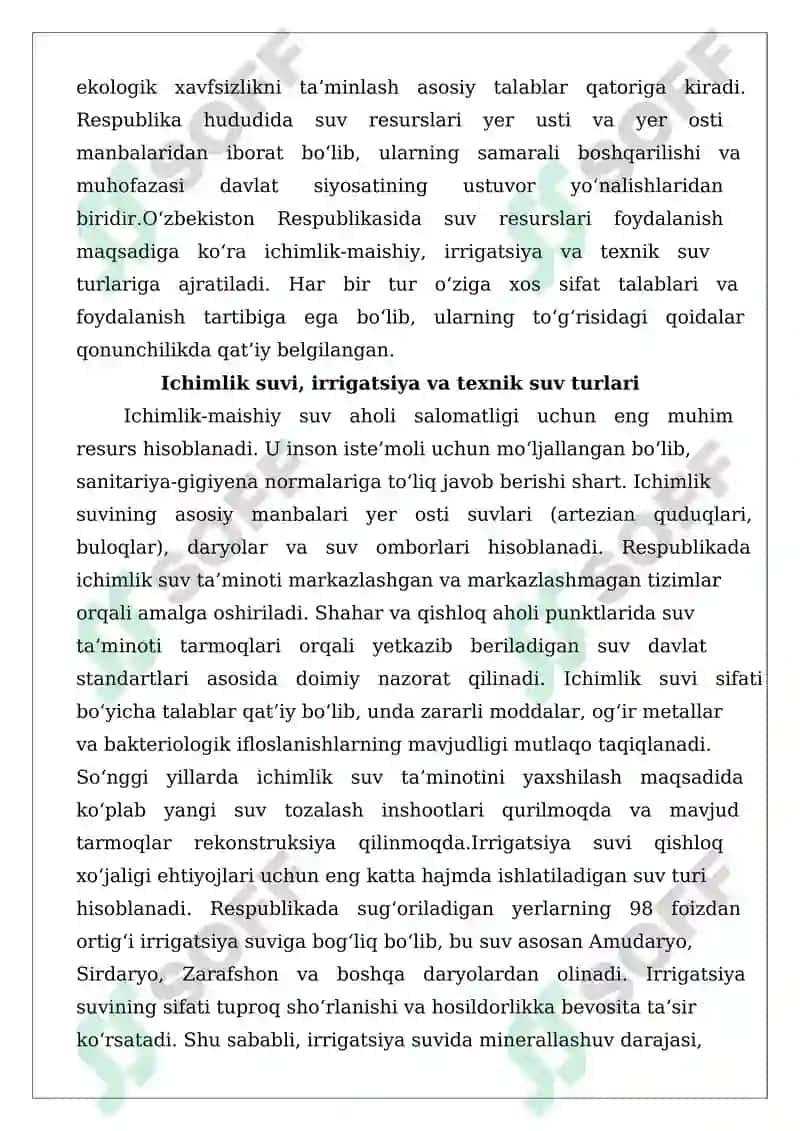 Yer va suvlarni muhofaza qilish talablari 7
