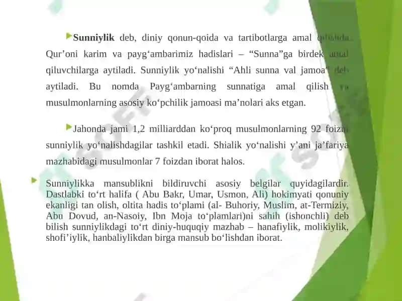 Islom Dinining Aqidaviy Yo`nalishlari va Maktablari 7
