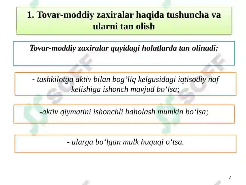 Tovarlar hisobi 7