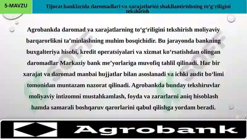 Malakaviy Amaliyot Hisoboti agro bank 7