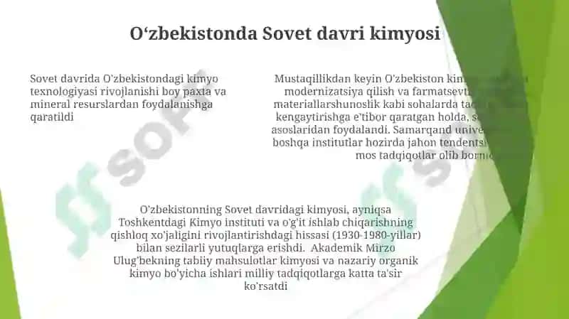 O'zbekistonda kimyoning rivojlanish tarixi 7