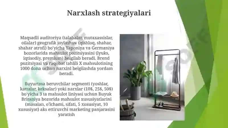 Marketing rejasini tuzish asoslari 8