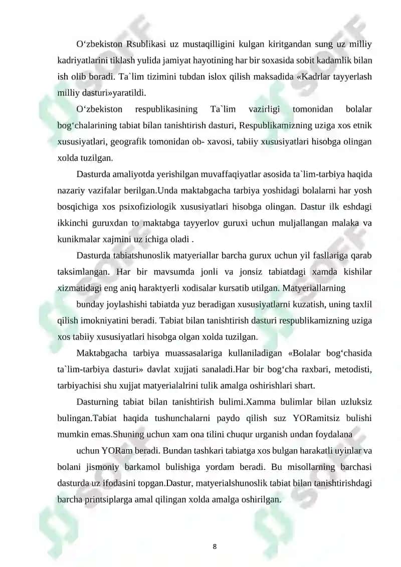 SAYR ORQALI BOLALARDA SADOQAT XISSINI SHAKLLANTIRISH 8