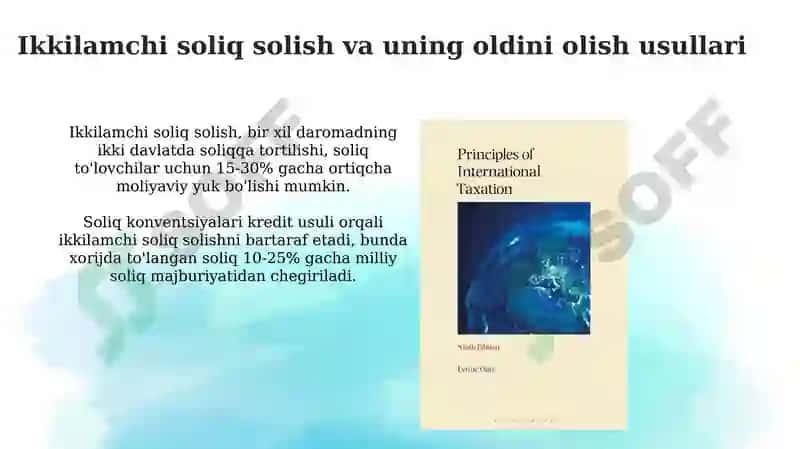 Xalqaro soliq solish tushunchasi, ahamiyati va maqsadi 8