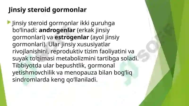 Steroid tuzulishga ega bo’lgan gormonal preparatlar 8