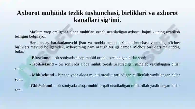 TARMOQ TEXNOLOGIYALARI VA INTERNET XIZMATLARI 8