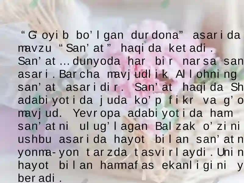 G’oyibbo’lgan durdona 8