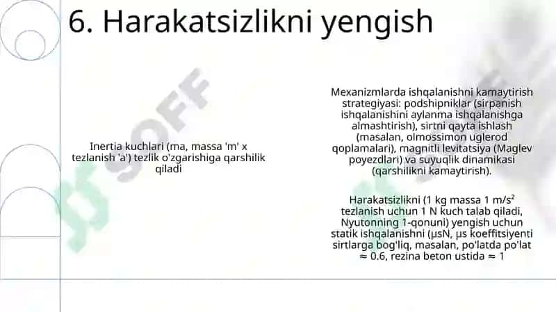 Ishqalanish va inersiya kuchlari 8