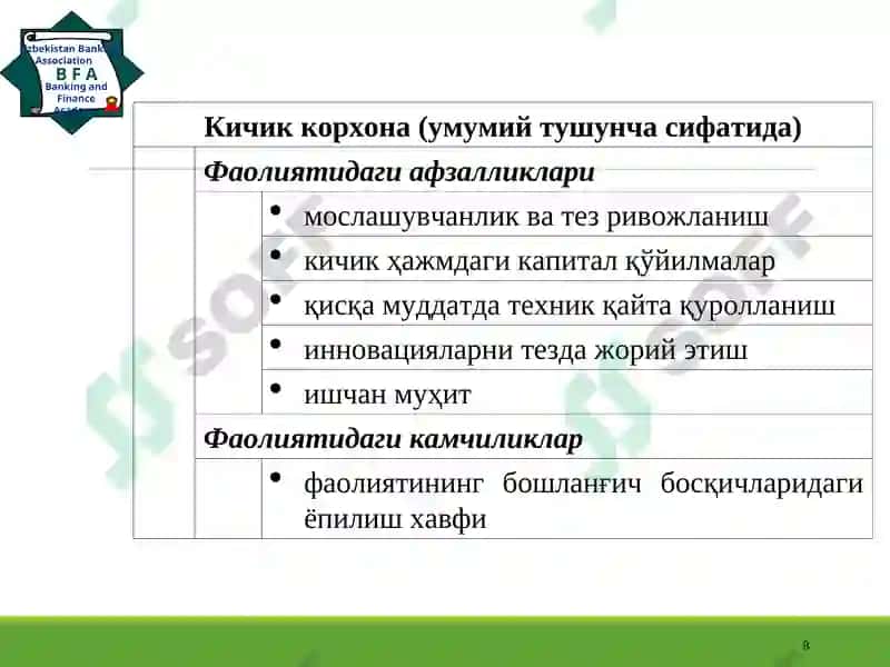 Тадбиркорлик фаолияти 8