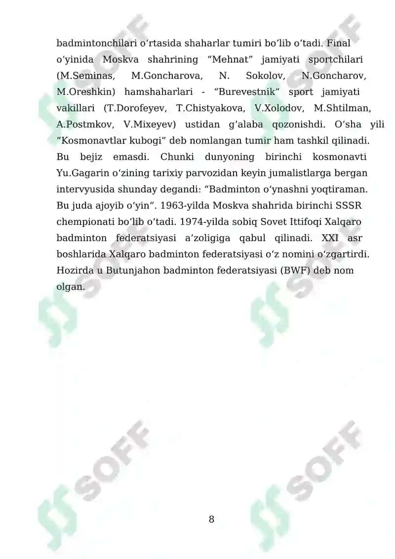 Badmintonning jahonda shakllanishi va taraqqiyoti 8