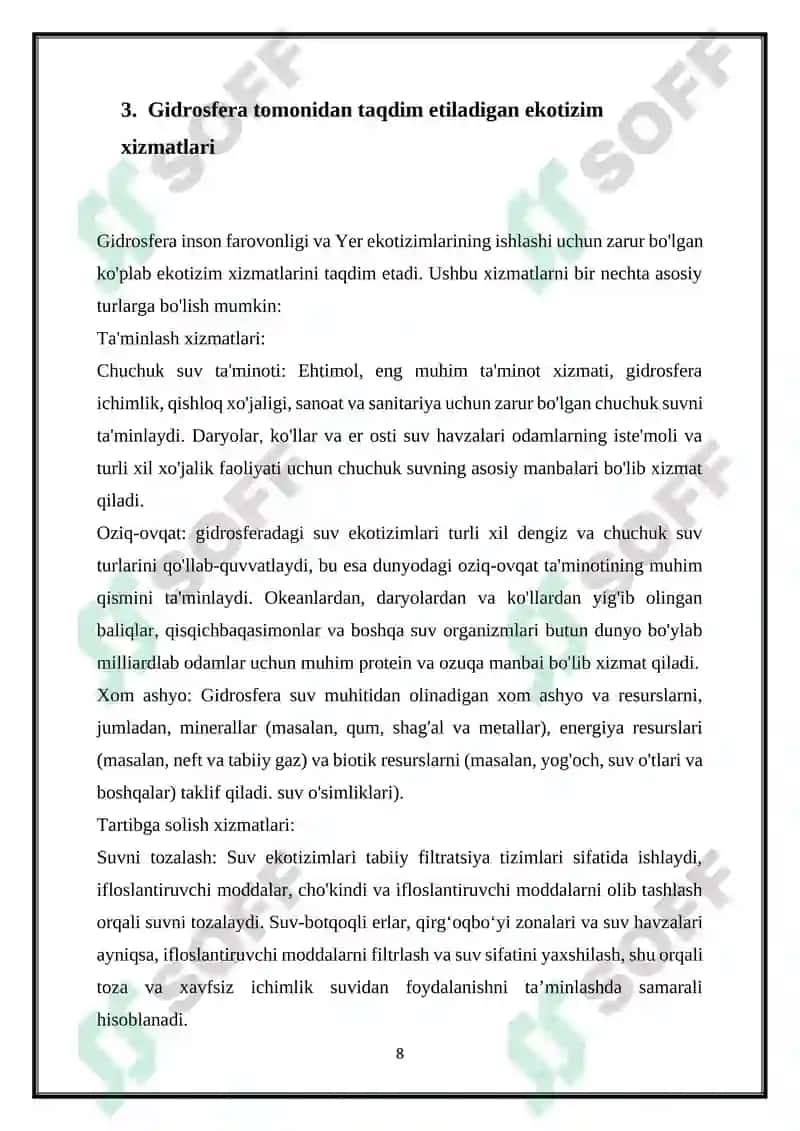 GIDROSFERANING EKOLOGIK FUNKSIYASI 8
