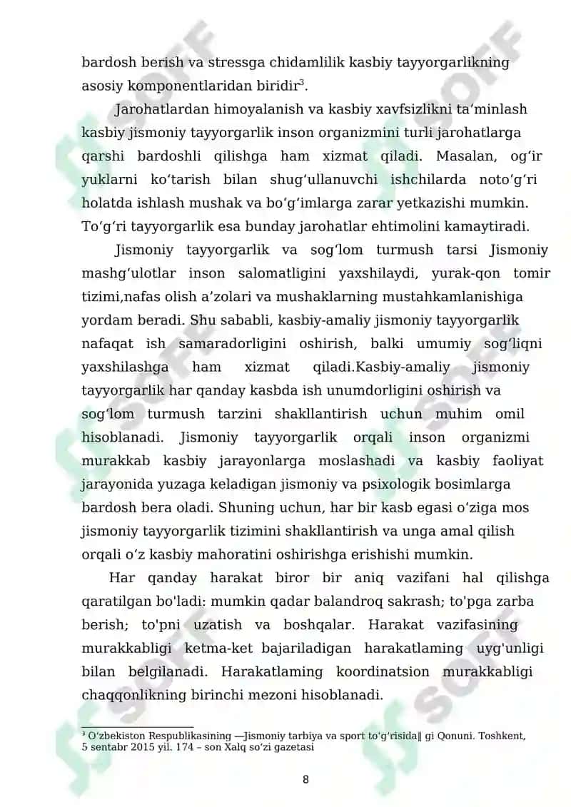 KASBIY-AMALIY JISMONIY TAYYORGARLIK 8