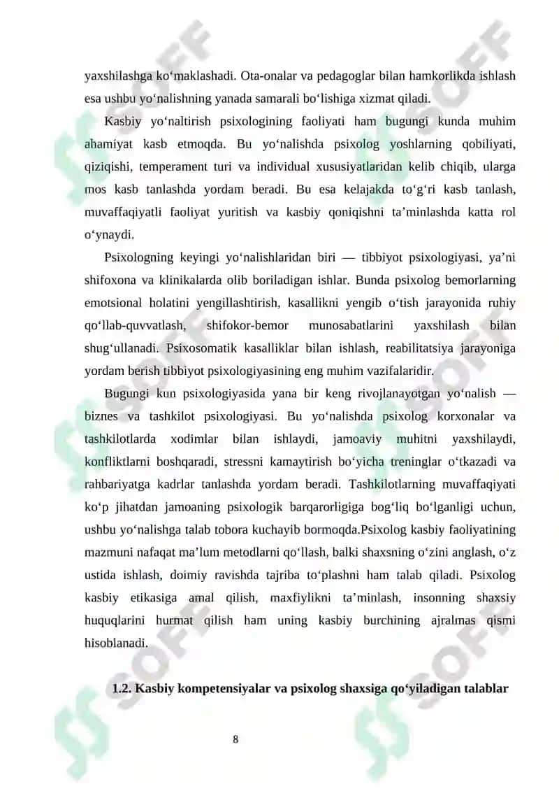 Psixolog kasbiy faoliyati va psixologiya metodlari 8