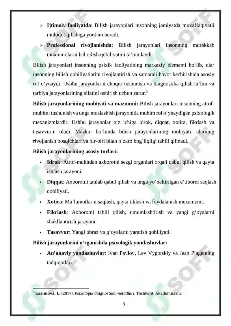 Bilish jarayonlari diagnostikasi 8