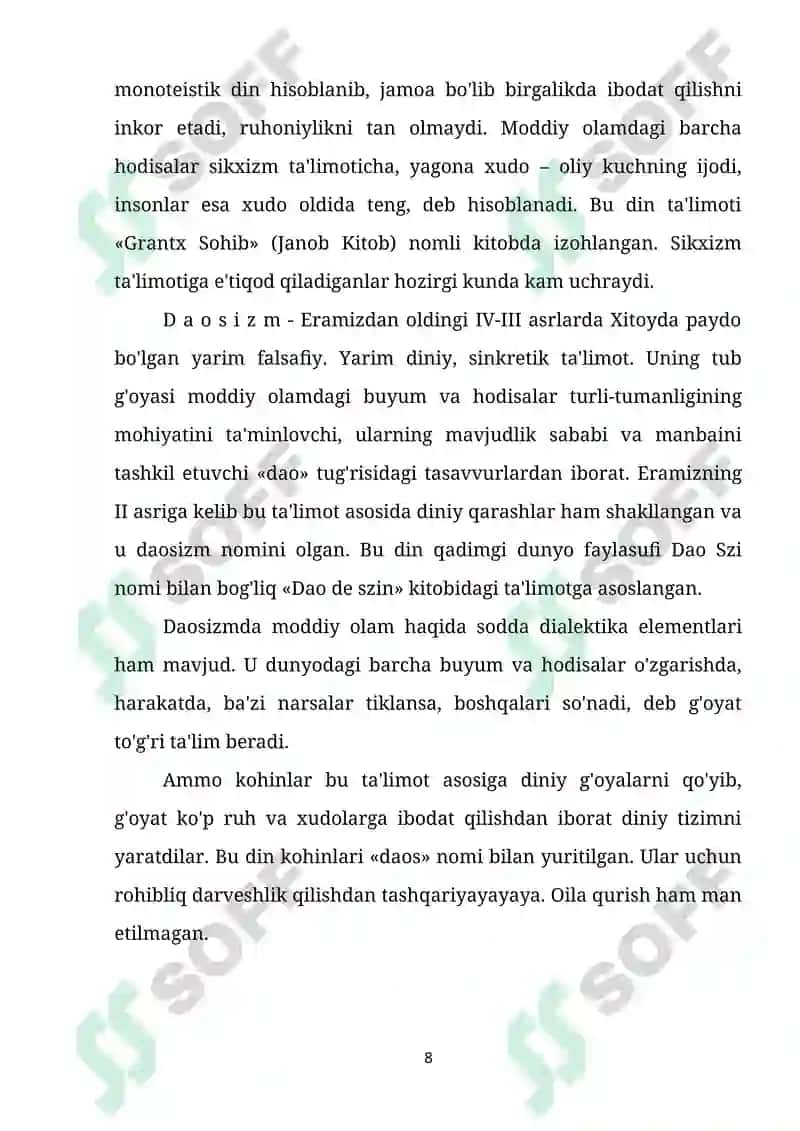 Milliy dinlar tushunchasi 8