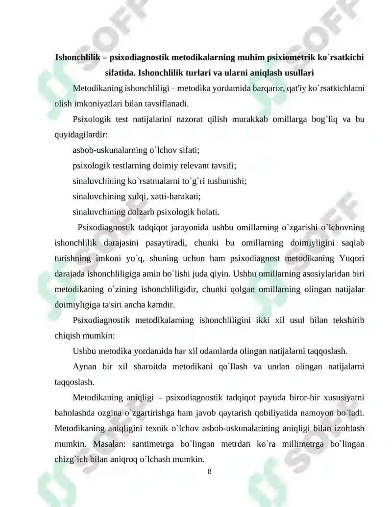 Psixodiagnostik metodikalar klassifikatsiyasi 8