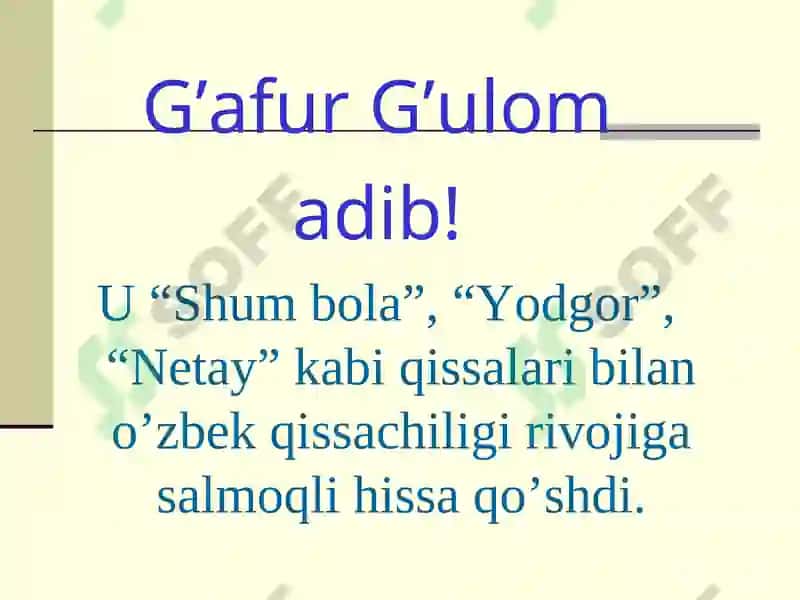 G’afur G’ulom she’rida falsafiylik 8
