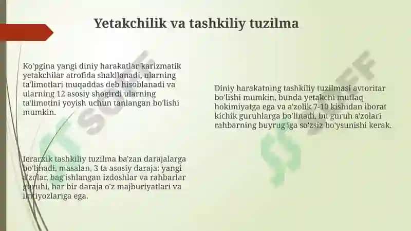 Yangi diniy talimotlar va sektalar 8