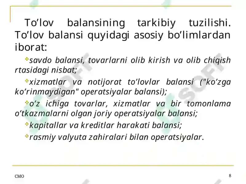 To‘lov va hisob-kitob balansi 8