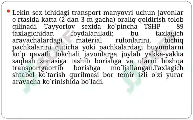 Tаyyorlоv sexining mаshinа-uskunаlаri 8