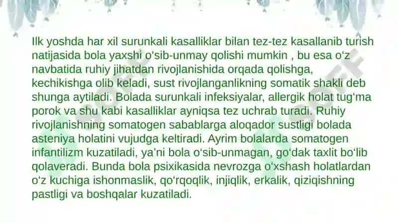 Ruhiy rivojlanishi sustlashgan bolalar 8