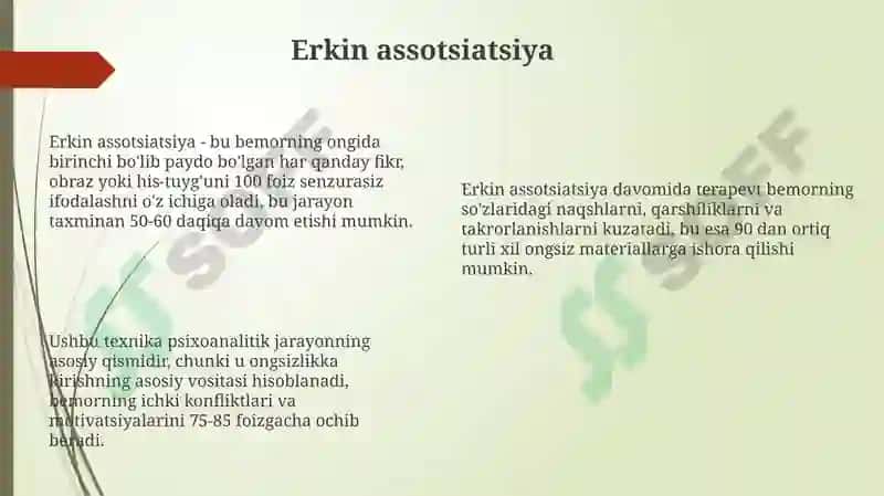 Psixologik maslahatga psixoanalitik yondashuvlarning xususiyatlari. 8