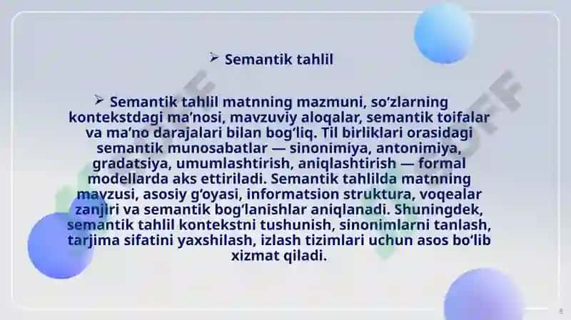 Kompyuterlingvistikasi tarmoqlari 8