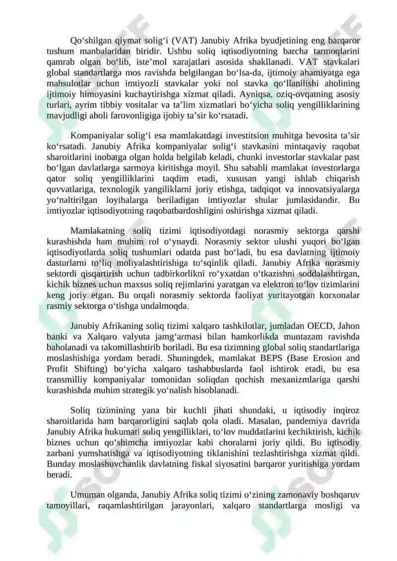 Janubiy Afrika Respublikasi soliq tizimi 8