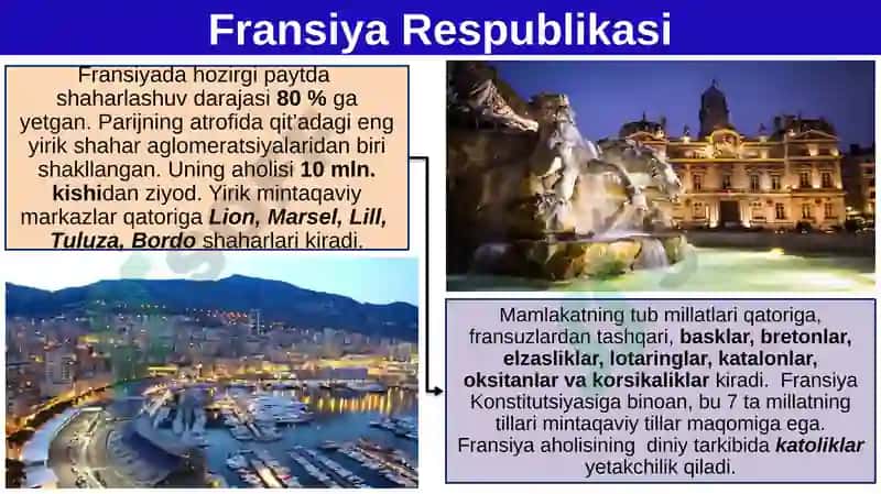 Fransiya Respublikasi 9-sinf GEOGRAFIYA 8