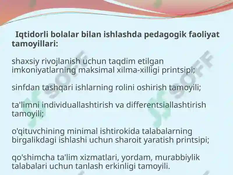 IQTIDORLI OQUVCHILAR BILAN ISHLASH 8