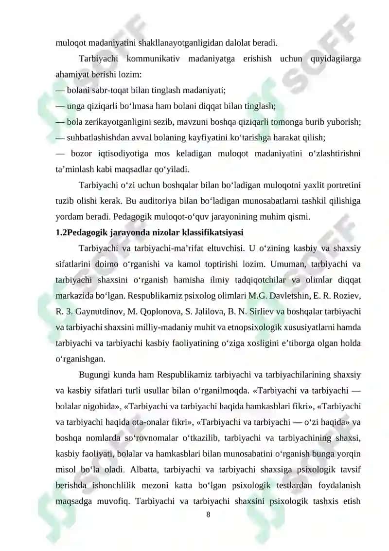 PEDAGOGIK  MULOQOT VA SHAXSLARARO ZIDDIYATLAR 8