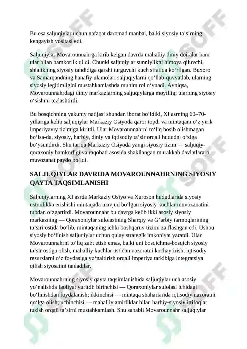 Saljuqiylar davrida Markaziy Osiyo siyosati. 8