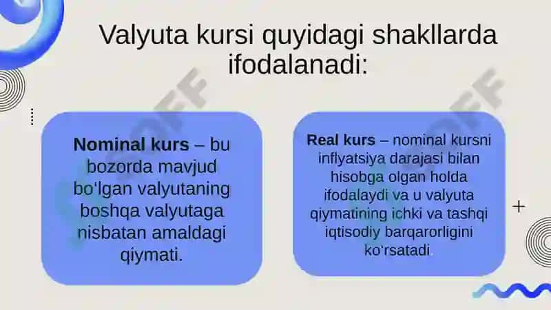 VALYUTA VA VALYUTA KURSI TUSHUNCHASI. 8