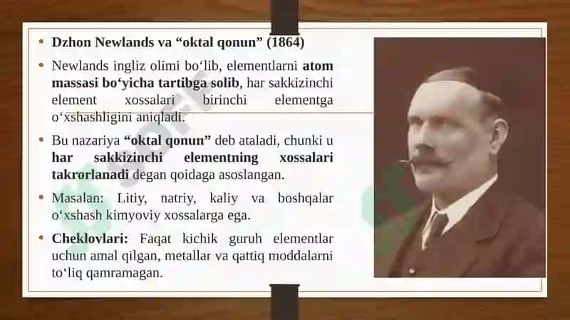 Davriy sistemaning shakllanishi D. I. Mendeleyev davriy sistemasi 8