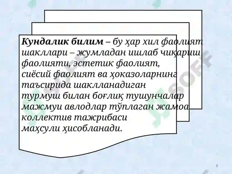 Bilish falsafasi 8