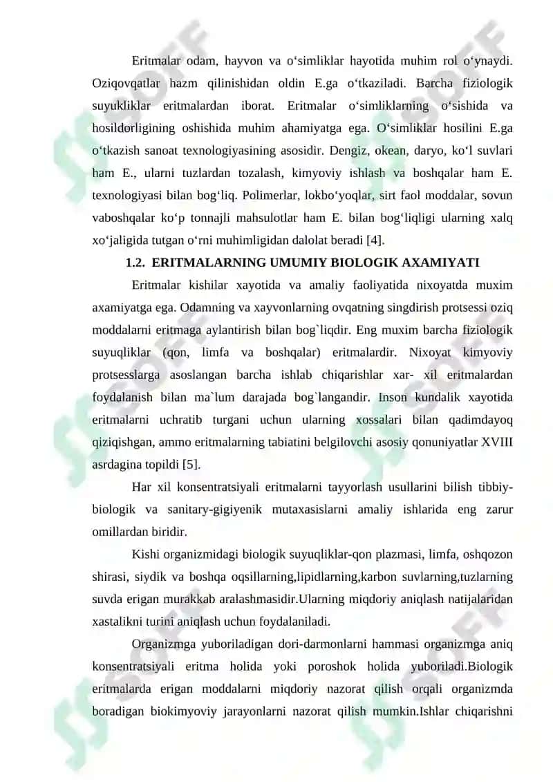 Erish jarayoni va eritmalar konsentratsiyalari 8