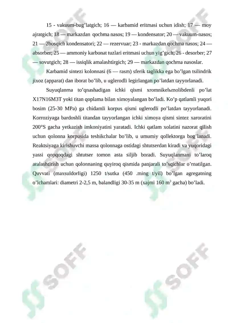 Karbamid ishlab chiqarish texnologiyasi 8