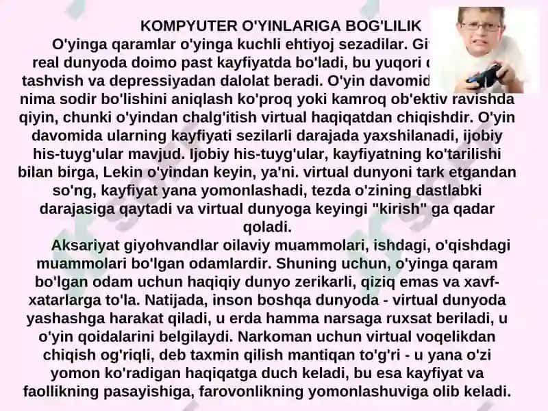 "KOMPYUTERNING INSON PSIXIKASIGA TA’SIRI" LOYIHASI 8