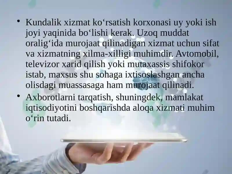 Aholigaxizmat ko‘rsatish sohasi geografiyasi 8
