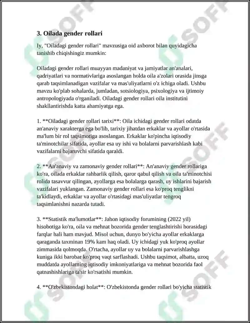 Oila va Gender Munosabatlari Tarixi 8