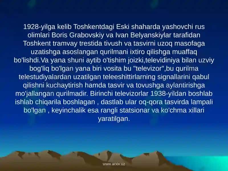Televidiniya ko’ngilochar sanoat sifatida 8