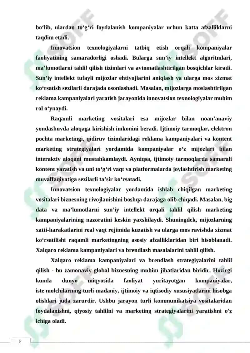 XALQARO TURIZM MARKETINGNING ASOSIY YO`NALISHLARI 8