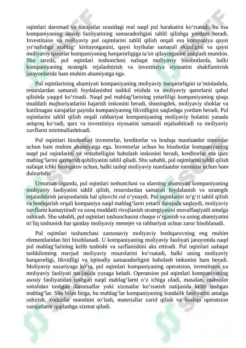 Pul Oqimlari Hisoboti 8